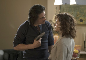 SHADES OF BLUE -- "One Last Lie" Episode 113 -- Pictured: (l-r) Antonio Jaramillo as Miguel Zepeda, Jennifer Lopez as Det. Harlee Santos -- (Photo by: Peter Kramer/NBC)
