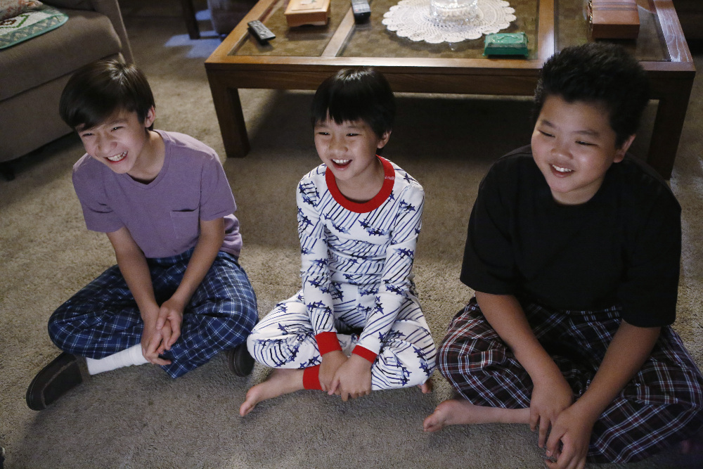 FRESH OFF THE BOAT - "Bring the Pain" - Louis' estranged brother, Gene (Ken Jeong), comes to visit, and he has big news to share with the family. And Eddie tries to find creative ways to watch the latest Chris Rock age-inappropriate stand-up comedy special despite his parents' and brothers' disapproval, on the season finale of ABC's "Fresh Off the Boat," airing on TUESDAY, MAY 24 (8:00-8:30 p.m. EDT). (ABC/Nicole Wilder) FORREST WHEELER, IAN CHEN, HUDSON YANG
