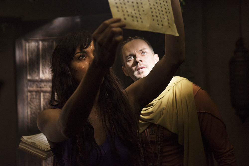 KILLJOYS -- "How To Kill Friends and Influence People" Episode 210 -- Pictured: (l-r) Hannah John-Kamen as Dutch, Morgan Kelly as Alvis -- (Photo by: Christos Kalohoridis/Syfy/Killjoys II Productions Limited)