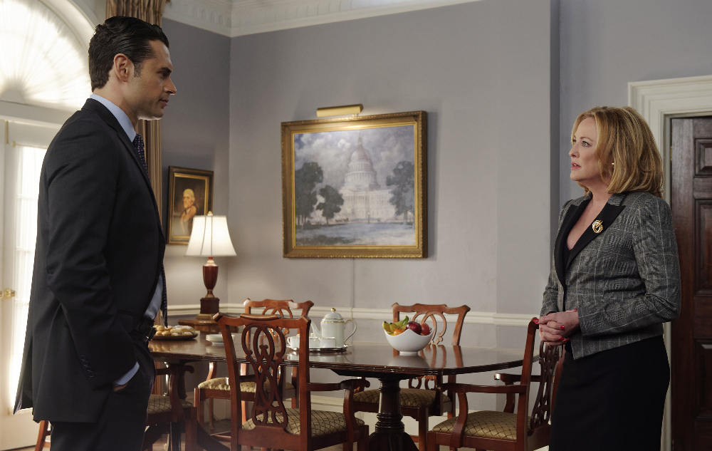 DESIGNATED SURVIVOR - "The End of the Beginning" - Circles must tighten as a new discovery within the conspiracy emerges. Meanwhile, tension rises between Aaron and Emily as suspicions loom in the White House. A new lead places Agent Wells closer than before to the truth, on ABC's "Designated Survivor," WEDNESDAY, MARCH 15 (10:00 - 11:00 p.m. EDT). (ABC/Ben Mark Holzberg) ADAN CANTO, VIRGINIA MADSEN