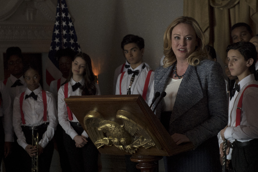 DESIGNATED SURVIVOR - "Misalliance" - As the White House gears up for President Kirkman's first international summit, Kimble Hookstraten faces her toughest political battle yet when her speakership is challenged. Meanwhile, Alex wrestles with whether or not to bring the kids back to Washington on ABC's "Designated Survivor," WEDNESDAY, MAY 3 (10:00-11:00 p.m. EDT), on The ABC Television Network. (ABC/Ben Mark Holzberg) VIRGINIA MADSEN
