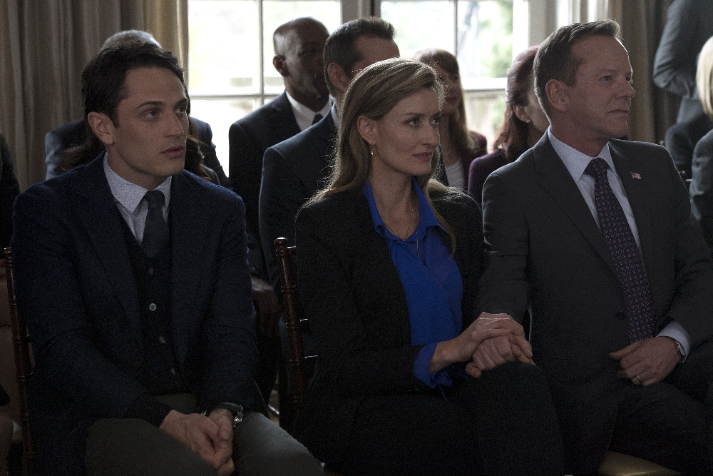 DESIGNATED SURVIVOR - "Misalliance" - As the White House gears up for President Kirkman's first international summit, Kimble Hookstraten faces her toughest political battle yet when her speakership is challenged. Meanwhile, Alex wrestles with whether or not to bring the kids back to Washington on ABC's "Designated Survivor," WEDNESDAY, MAY 3 (10:00-11:00 p.m. EDT), on The ABC Television Network. (ABC/Ben Mark Holzberg) COLIN WOODELL, NATASCHA MCELHONE, KIEFER SUTHERLAND